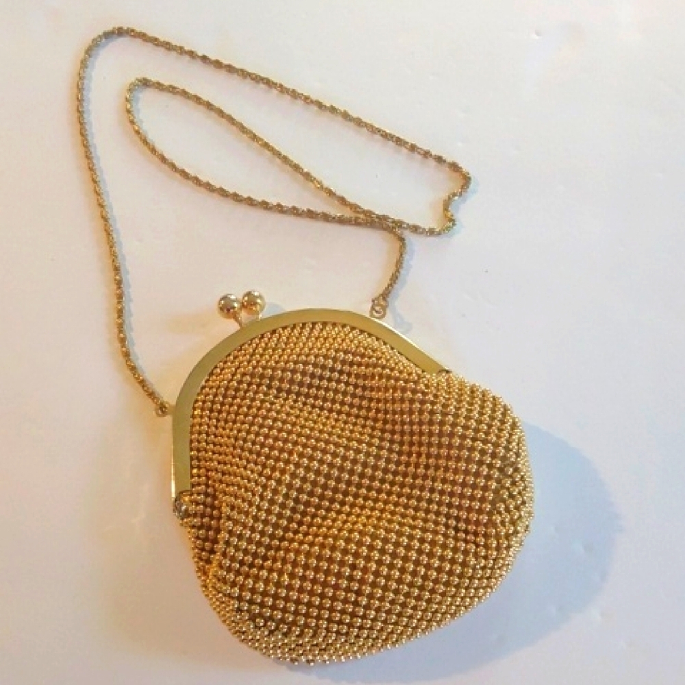 Emp Orr Elegant Gold Beaded Evening Bag Gold Chain Snap Lock Stunning!